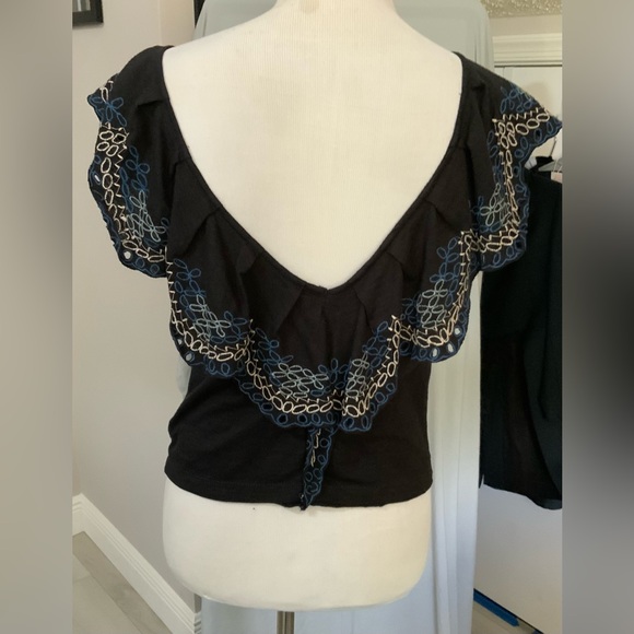✨ Free People La Cienega Embroidered Flutter Sleeve Top S ✨ Boho Festival - Picture 3 of 8